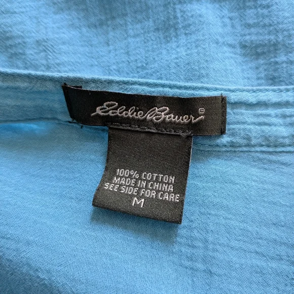 Eddie Bauer Turquoise Blue Blouse Women's Medium - Picture 4 of 9
